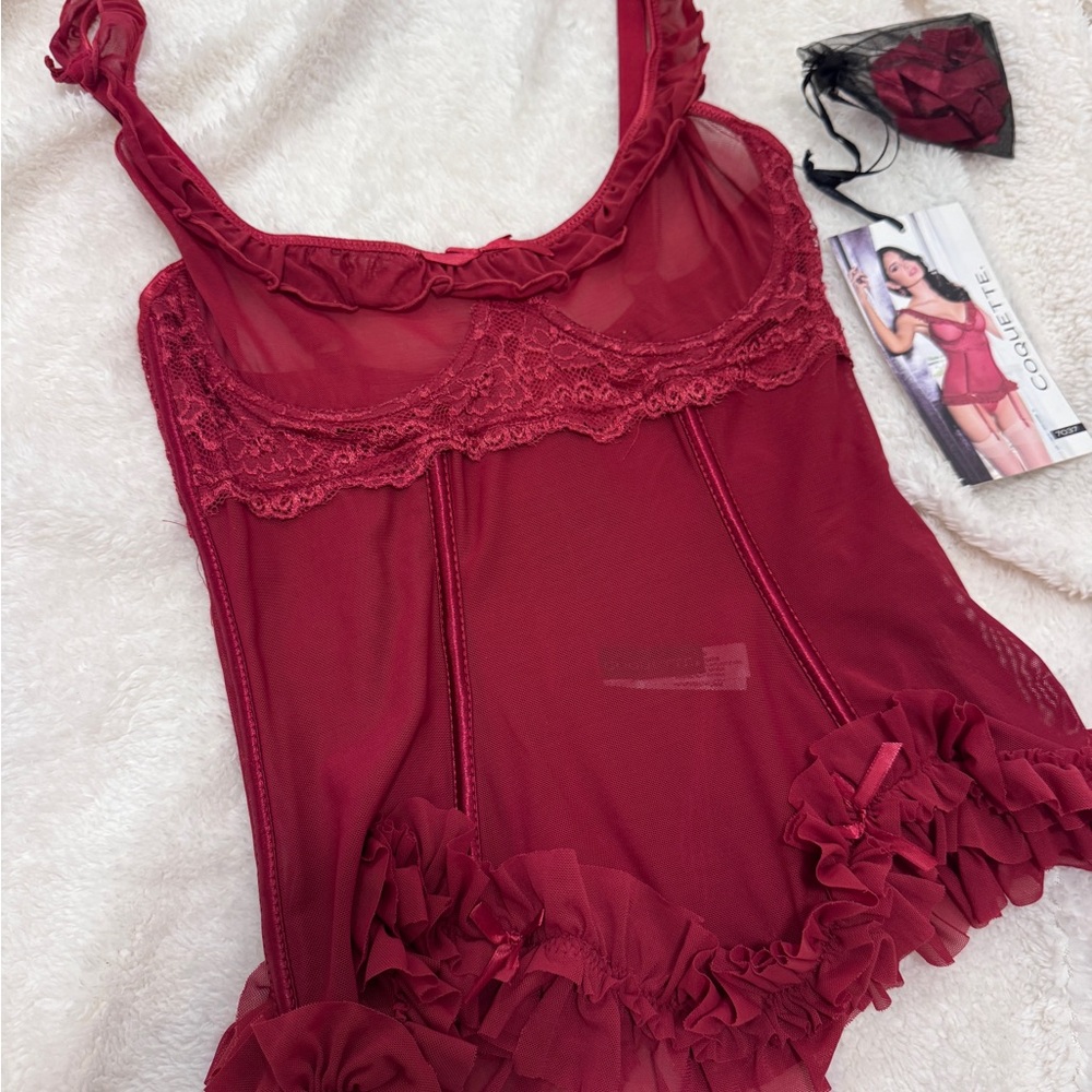 Coquette Burgundy Lace Chemise